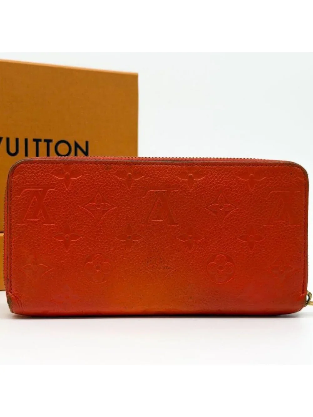 Louis Vuitton Zippy Wallet Empreinte Orange Round
